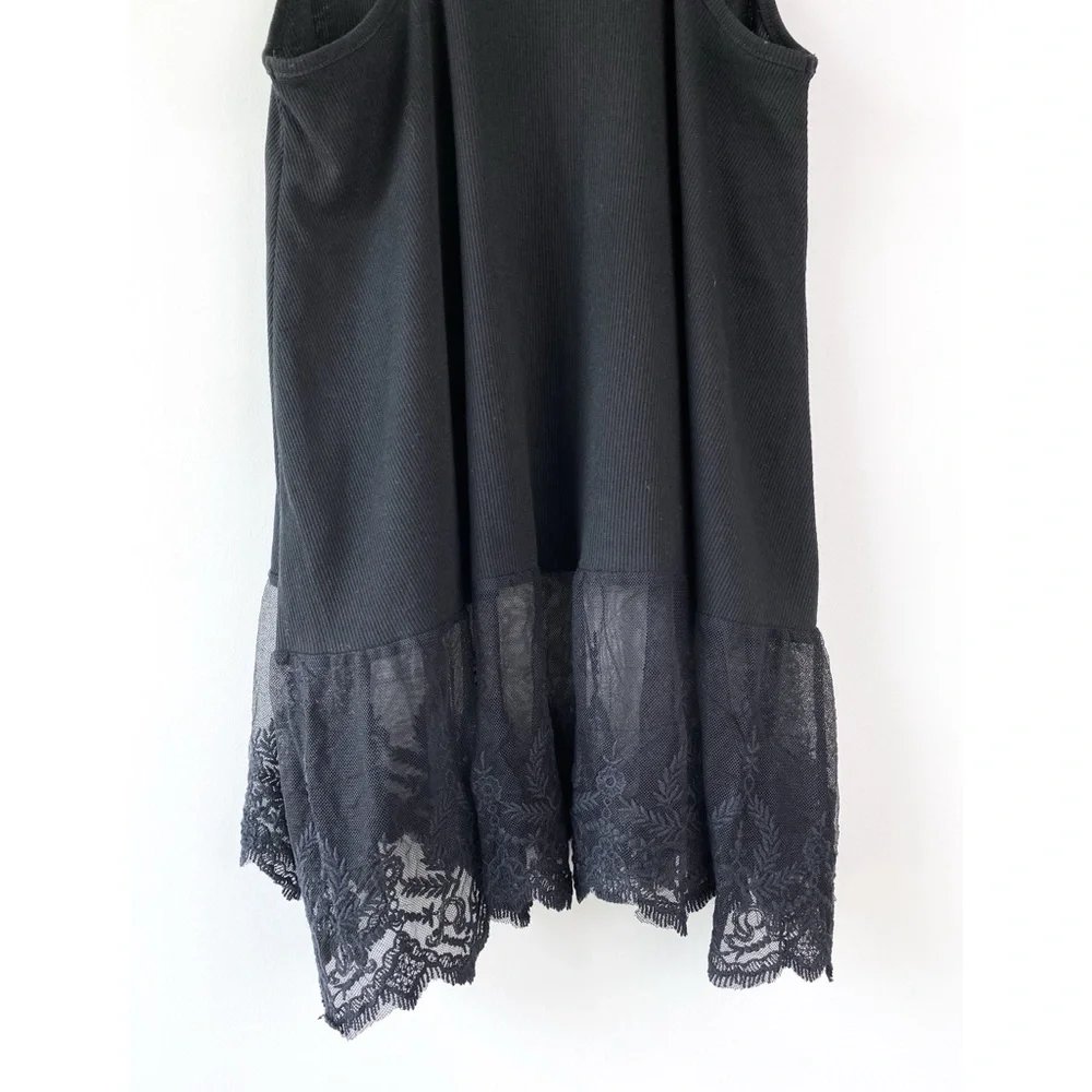Umgee‎ Womens Lace Trim Tank Top S Black Crochet Festival Bohemian Casual